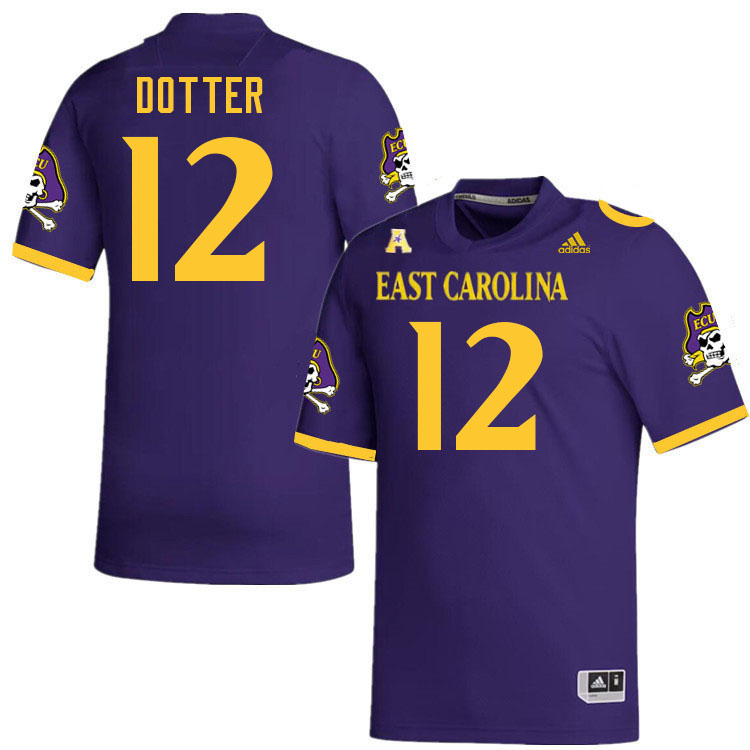 Men #12 Dru Dotter ECU Pirates 2023 College Football Jerseys Stitched-Purple